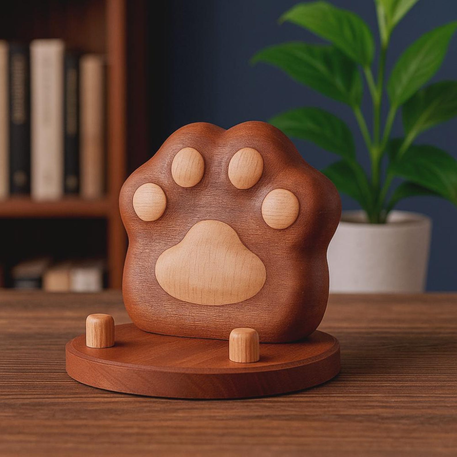 4379132640-img-2 Handmade Wooden Paw Phone Stand, Eco-Friendly Pet Lover Gift