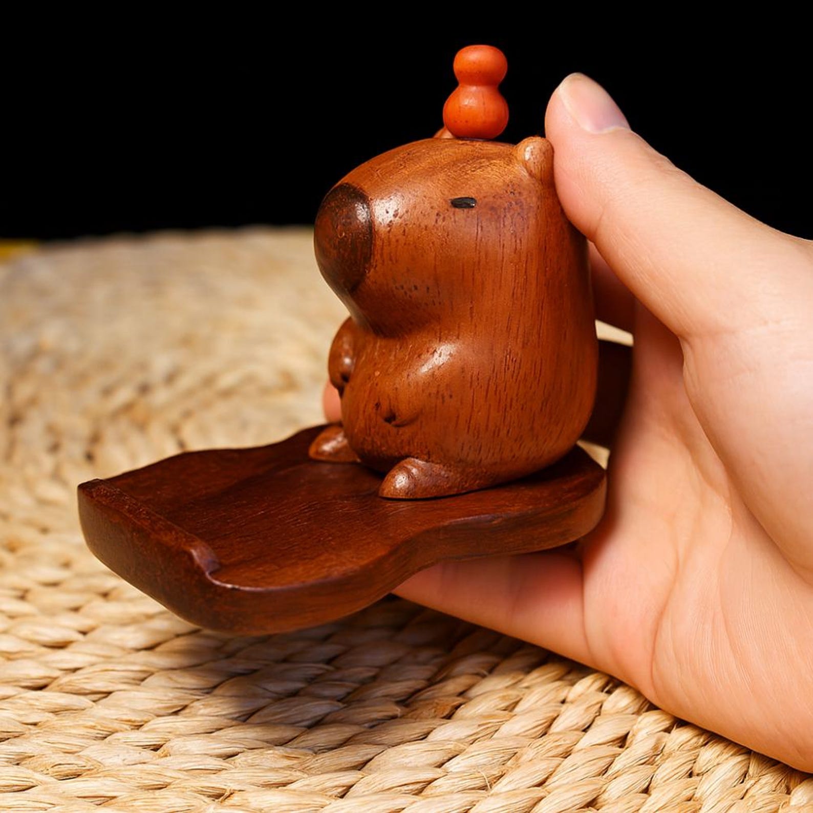 4375091144-img-2 Capybara Wooden Phone Stand: Handcrafted Animal Desk Decor