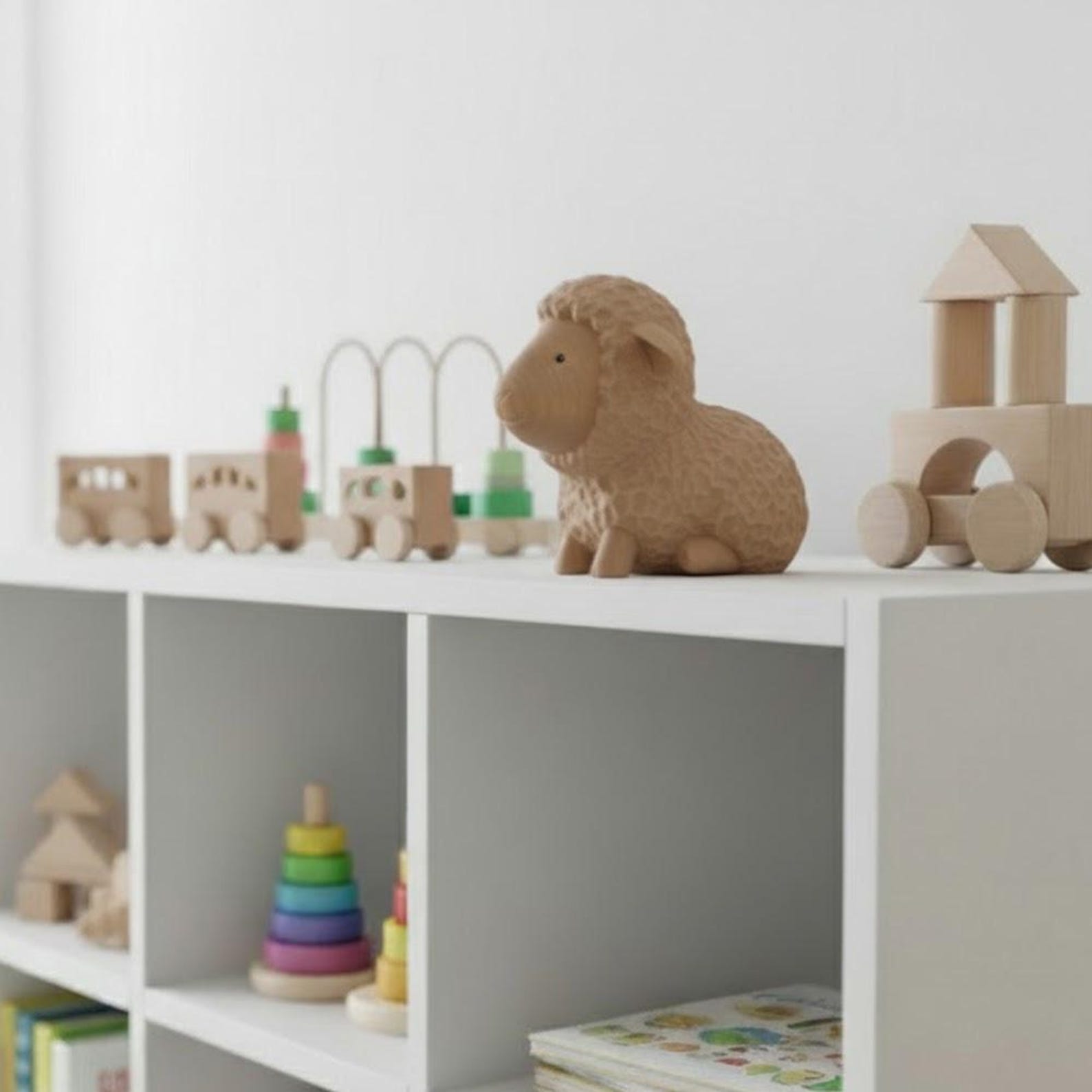 4399731083-img-4 Hand Carving Wooden Sheep Figurine Desk Decor Cute Wood Farm Animal Sculpture Handmade Gift Farmhouse Bookshelf Ornament Statue Decoration