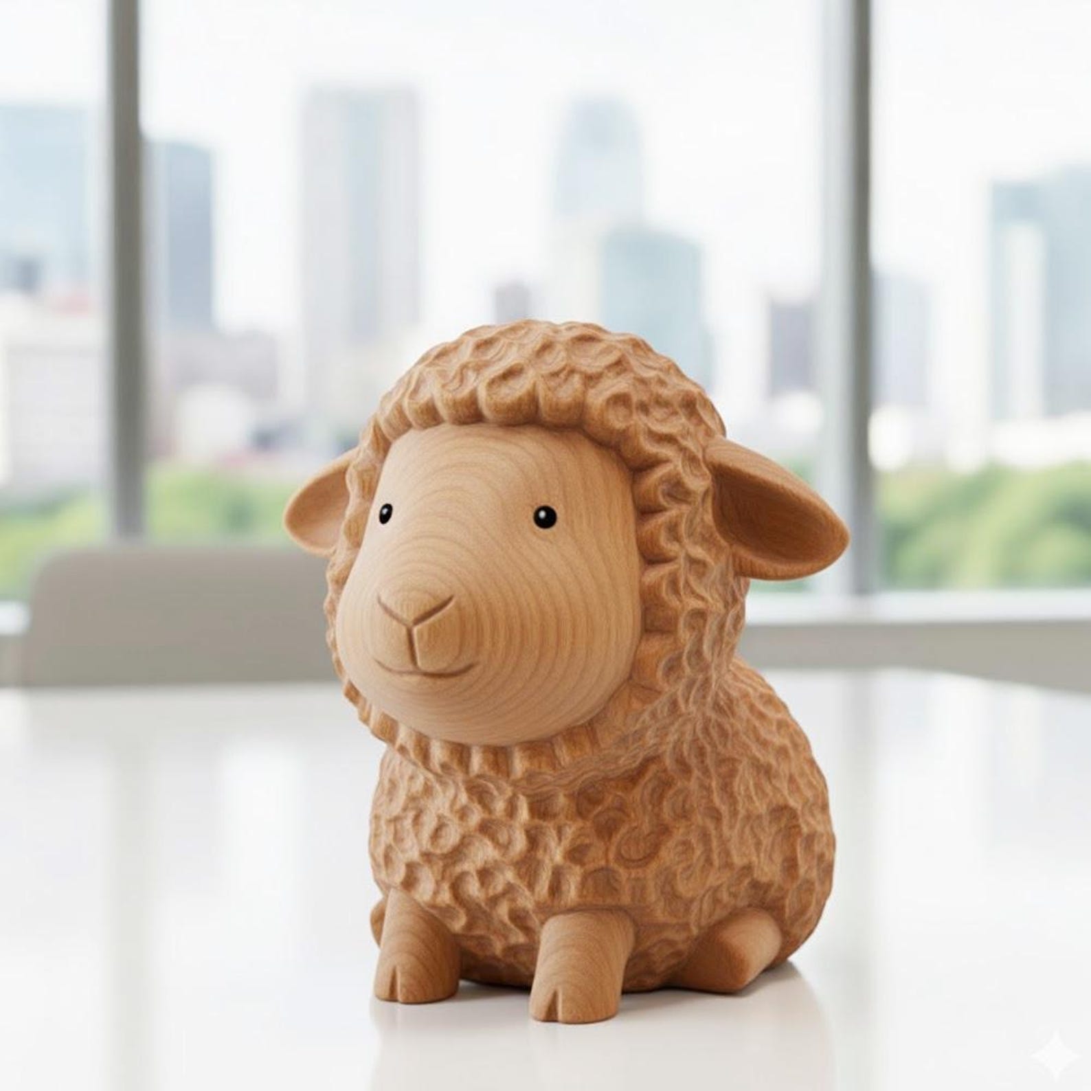 4399731083-img-1 Hand Carving Wooden Sheep Figurine Desk Decor Cute Wood Farm Animal Sculpture Handmade Gift Farmhouse Bookshelf Ornament Statue Decoration