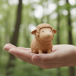 Hand Carving Wooden Sheep Figurine Desk Decor Cute Wood Farm Animal Sculpture Handmade Gift Farmhouse Bookshelf Ornament Statue Decoration
