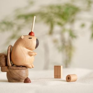 Handmade Wooden Capybara Figurine, Cute Capybara on Toilet Sculpture, Unique Animal Decor, Adorable Wood Toy, Funny Wooden Animal Gift