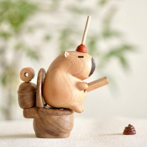 Handmade Wooden Capybara Figurine, Cute Capybara on Toilet Sculpture, Unique Animal Decor, Adorable Wood Toy, Funny Wooden Animal Gift