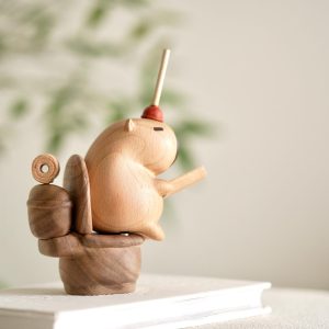 Handmade Wooden Capybara Figurine, Cute Capybara on Toilet Sculpture, Unique Animal Decor, Adorable Wood Toy, Funny Wooden Animal Gift