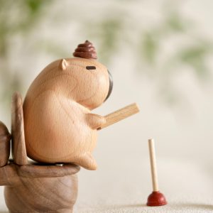 Handmade Wooden Capybara Figurine, Cute Capybara on Toilet Sculpture, Unique Animal Decor, Adorable Wood Toy, Funny Wooden Animal Gift