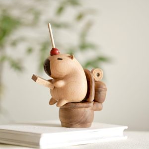 Handmade Wooden Capybara Figurine, Cute Capybara on Toilet Sculpture, Unique Animal Decor, Adorable Wood Toy, Funny Wooden Animal Gift