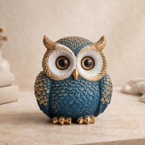 Owl Figurine Resin - Decorative Owl Statue for Bookshelf, Desk or Nightstand – Cozy Home Decor Accent – Gift for Owl Lovers