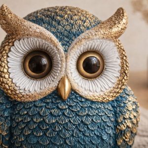 Owl Figurine Resin - Decorative Owl Statue for Bookshelf, Desk or Nightstand – Cozy Home Decor Accent – Gift for Owl Lovers