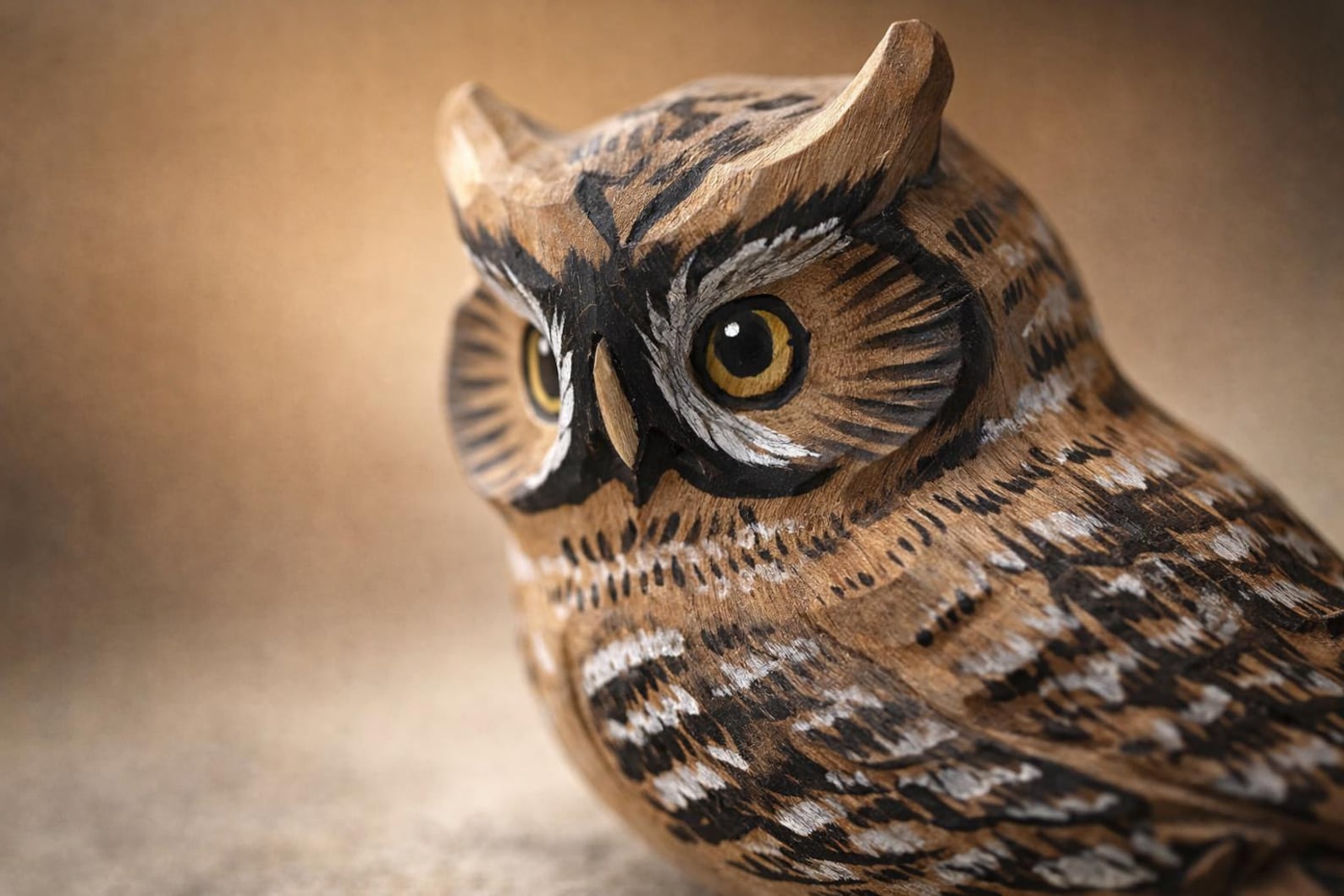 4432288035-img-3 Wooden Owl Figurine Decor, Small Hand-Painted Look Owl Statue, Rustic Woodland Animal Ornament