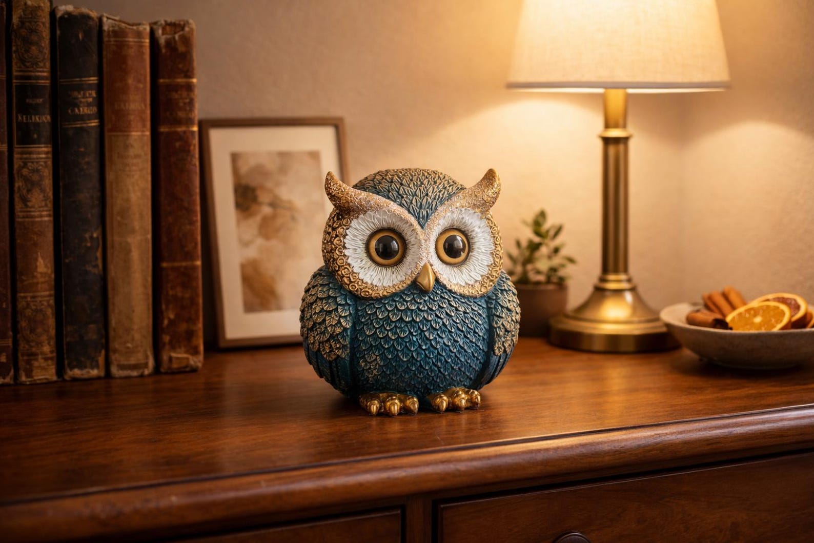 4433327689-img-1 Owl Figurine Resin - Decorative Owl Statue for Bookshelf, Desk or Nightstand – Cozy Home Decor Accent – Gift for Owl Lovers