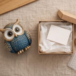 Owl Figurine Resin - Decorative Owl Statue for Bookshelf, Desk or Nightstand – Cozy Home Decor Accent – Gift for Owl Lovers