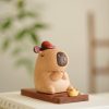 Beech Wood Lucky Bear Phone Stand Handmade Wooden Desk Holder Cute Animal Figurine Phone Dock Home Office Decor Gift