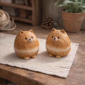 Dog Figurine Wooden - Decorative Dog Statue for Bookshelf, Desk or Nightstand – Cozy Home Decor Accent – Gift for Dog Lovers