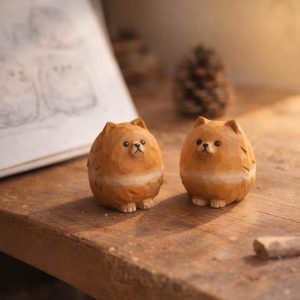 Dog Figurine Wooden - Decorative Dog Statue for Bookshelf, Desk or Nightstand – Cozy Home Decor Accent – Gift for Dog Lovers