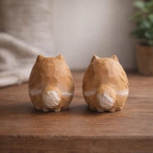 Dog Figurine Wooden - Decorative Dog Statue for Bookshelf, Desk or Nightstand – Cozy Home Decor Accent – Gift for Dog Lovers