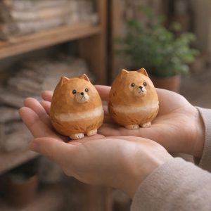 Dog Figurine Wooden - Decorative Dog Statue for Bookshelf, Desk or Nightstand – Cozy Home Decor Accent – Gift for Dog Lovers