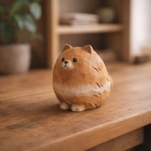 Dog Figurine Wooden - Decorative Dog Statue for Bookshelf, Desk or Nightstand – Cozy Home Decor Accent – Gift for Dog Lovers