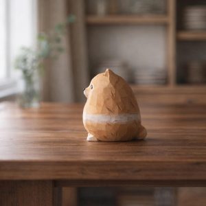 Dog Figurine Wooden - Decorative Dog Statue for Bookshelf, Desk or Nightstand – Cozy Home Decor Accent – Gift for Dog Lovers