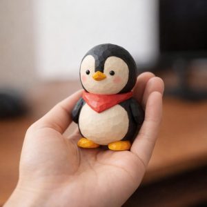 Cute Penguin Wooden Figurine | Hand Carved Penguin Statue | Mini Penguin Desk Decor | Woodland Animal Nursery Decor |