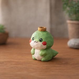 Cute Snake Wooden Figurine | Hand Carved Green Snake Statue | Mini Snake Desk Decor | Small Wooden Animal Ornament |