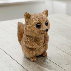 Hand Carving Wooden Cute Raccoon Figurine Handcrafted Trash Red Panda Decor Statue Wood Sculpture Handmade Animal Meme Lover Ornament Gift