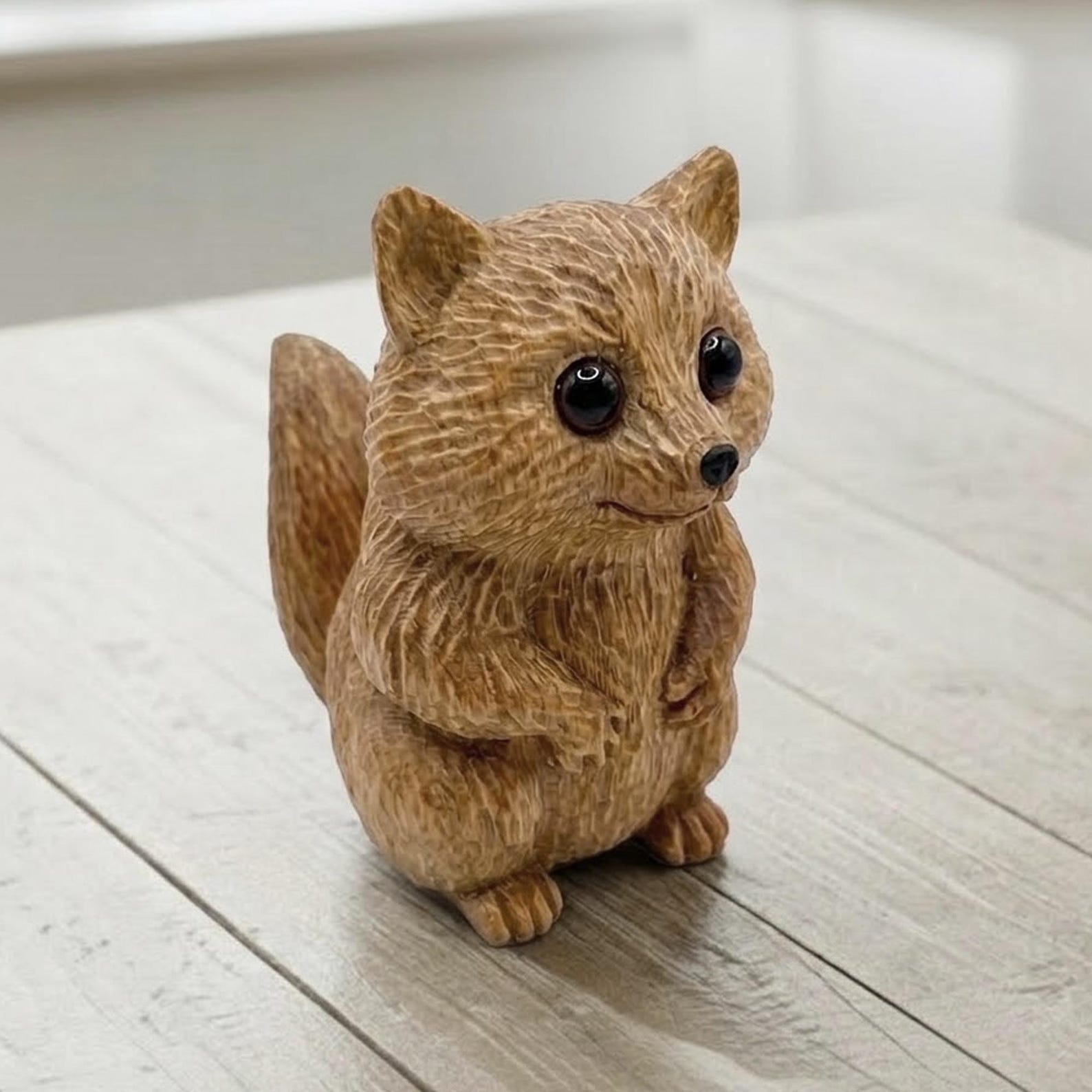 4462291349-img-1 Hand Carving Wooden Cute Raccoon Figurine Handcrafted Trash Red Panda Decor Statue Wood Sculpture Handmade Animal Meme Lover Ornament Gift