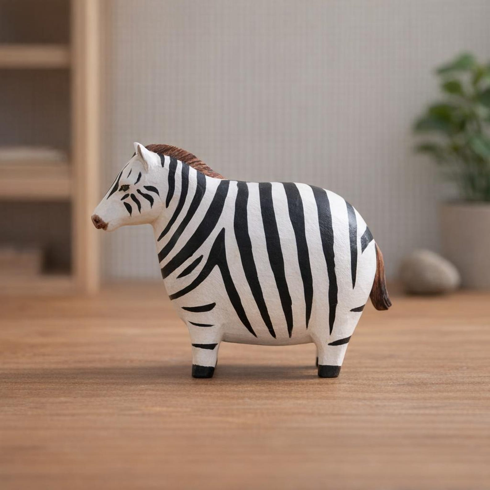 4464214398-img-6 Hand Carved Fat Zebra Figurine Wooden Animal Statue | Mini Safari Decor Shelf Ornament Gift
