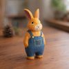 Wooden Bunny Figurine Hand Carved Rabbit Statue, Cute Animal Desk Decor, Woodland Bunny Ornament, Handmade Rabbit Sculpture
