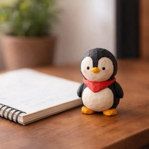 Cute Penguin Wooden Figurine | Hand Carved Penguin Statue | Mini Penguin Desk Decor | Woodland Animal Nursery Decor |
