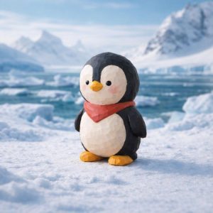 Cute Penguin Wooden Figurine | Hand Carved Penguin Statue | Mini Penguin Desk Decor | Woodland Animal Nursery Decor |