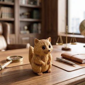 Hand Carving Wooden Cute Raccoon Figurine Handcrafted Trash Red Panda Decor Statue Wood Sculpture Handmade Animal Meme Lover Ornament Gift