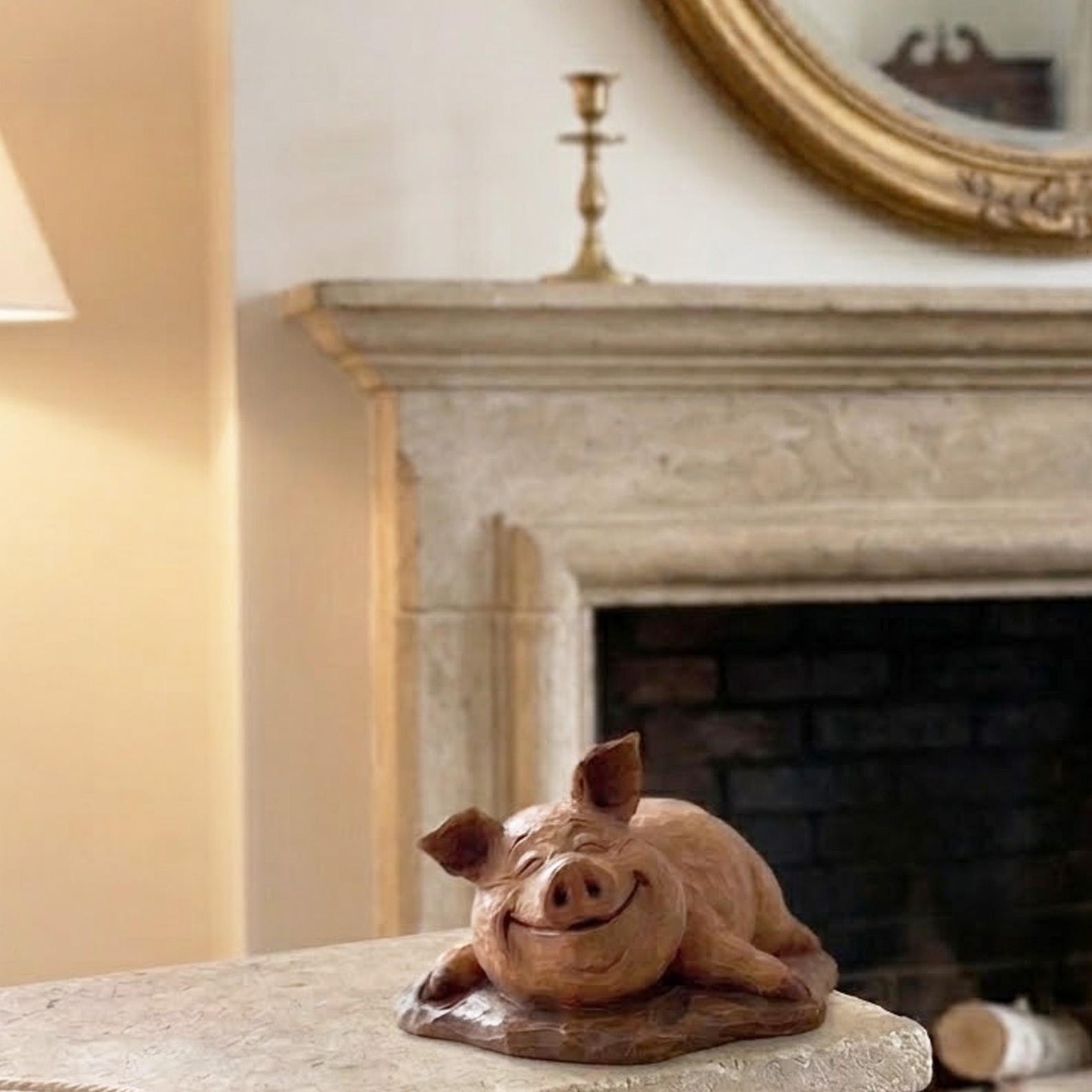 4470696868-img-5 Hand Carving Wooden Cute Pig Figurine Handcrafted Desk Bookshelf Decor Statue Wood Sculpture Handmade Farm Animal Pet Lover Ornament Gift