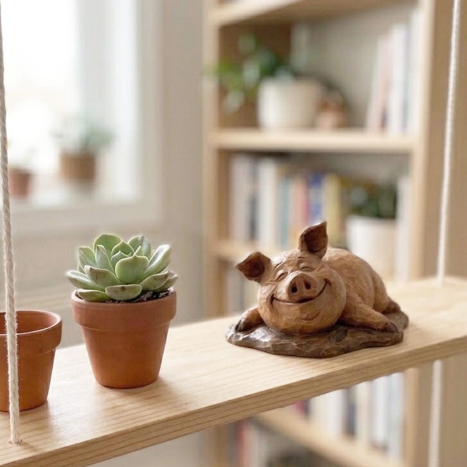 4470696868-img-2 Hand Carving Wooden Cute Pig Figurine Handcrafted Desk Bookshelf Decor Statue Wood Sculpture Handmade Farm Animal Pet Lover Ornament Gift