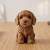 Hand Carving Wooden Cute Goldendoodle Figurine Handcrafted Desk Bookshelf Decor Statue Wood Sculpture Doodle Puppy Dog Lover Ornament Gift