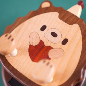 Handmade Wooden Animal Phone Stand - Adjustable Walnut Cell Phone Holder - Cute Penguin Sheep Hedgehog Desk Decor - Unique Animal Lover Gift