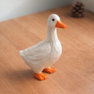 Handcrafted Wooden Goose Figurine | Wooden Goose Decor | Whimsical Animal Ornament | Desk Shelf Decor | Gift for Bird Lovers