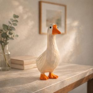 Handcrafted Wooden Goose Figurine | Wooden Goose Decor | Whimsical Animal Ornament | Desk Shelf Decor | Gift for Bird Lovers