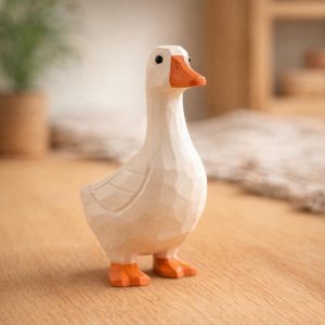 Handcrafted Wooden Goose Figurine | Wooden Goose Decor | Whimsical Animal Ornament | Desk Shelf Decor | Gift for Bird Lovers