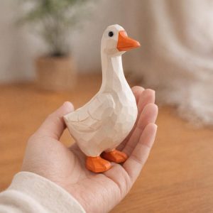Handcrafted Wooden Goose Figurine | Wooden Goose Decor | Whimsical Animal Ornament | Desk Shelf Decor | Gift for Bird Lovers