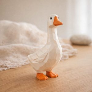 Handcrafted Wooden Goose Figurine | Wooden Goose Decor | Whimsical Animal Ornament | Desk Shelf Decor | Gift for Bird Lovers